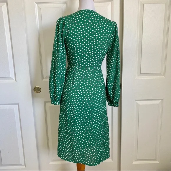 SHEIN x Madelaine Petsch Surplice Wrap Tie Waist Green Polka Dot Dress Size XS - Picture 10 of 14